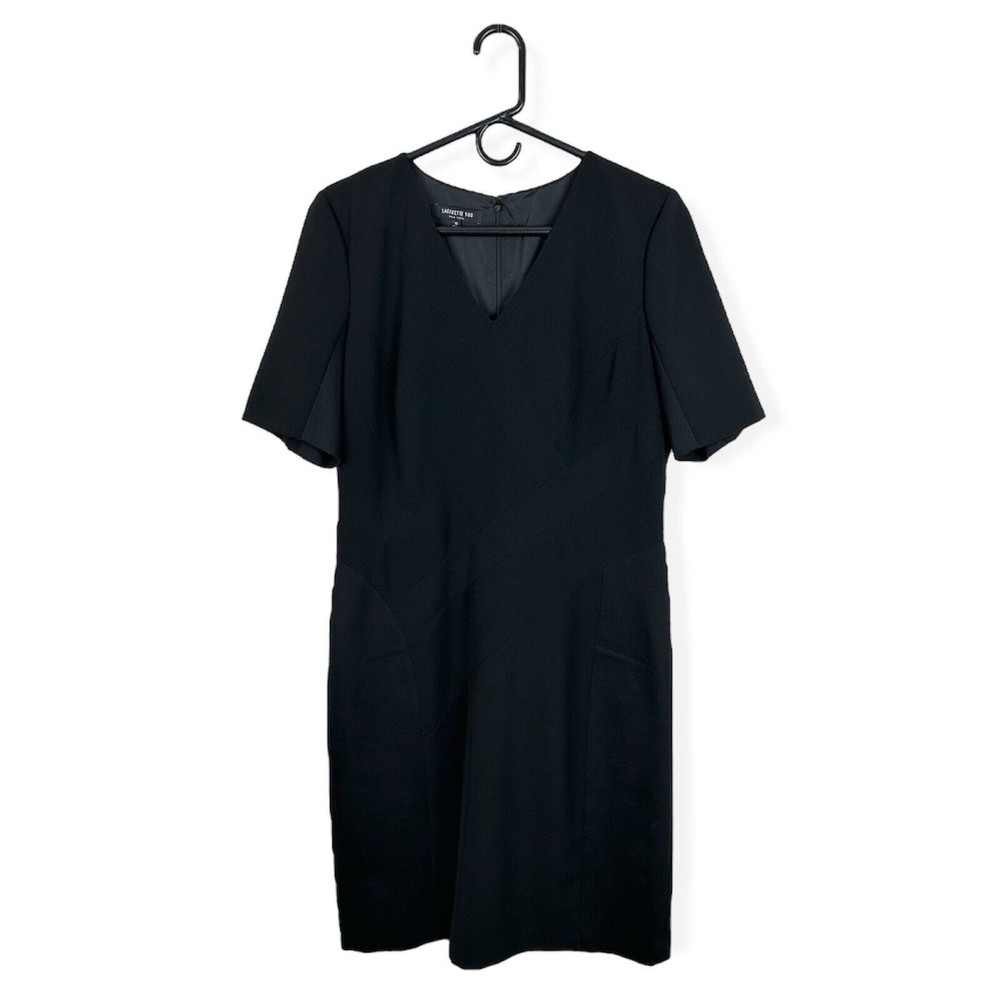 Lafayette 148 New York Women's Midi Dress Textured Short Sleeve Black Size 10